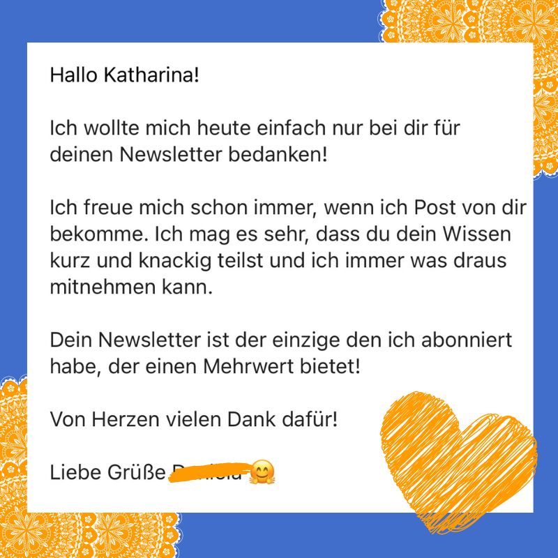Katharina Holch - Jahresrückblog 22 - Newsletter Feedback